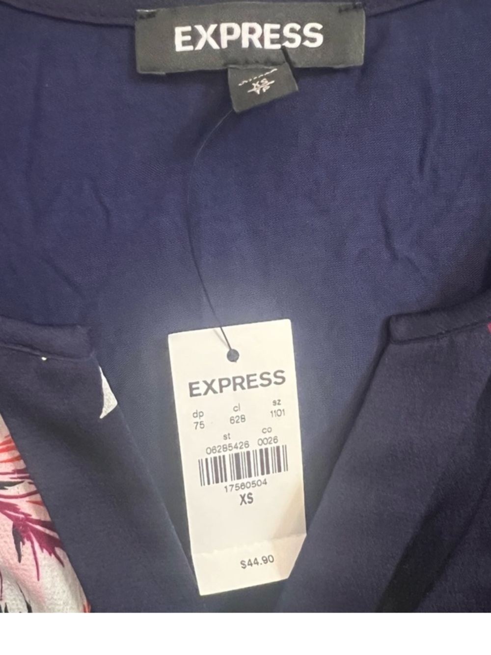 EXPRESS Navy Sleeveless Floral Blouse - Picture 3 of 5